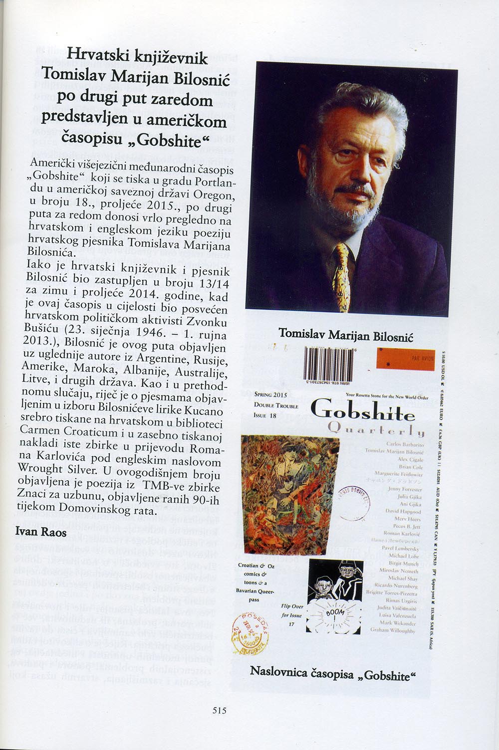 5. Bilosnić u američkom časopisu